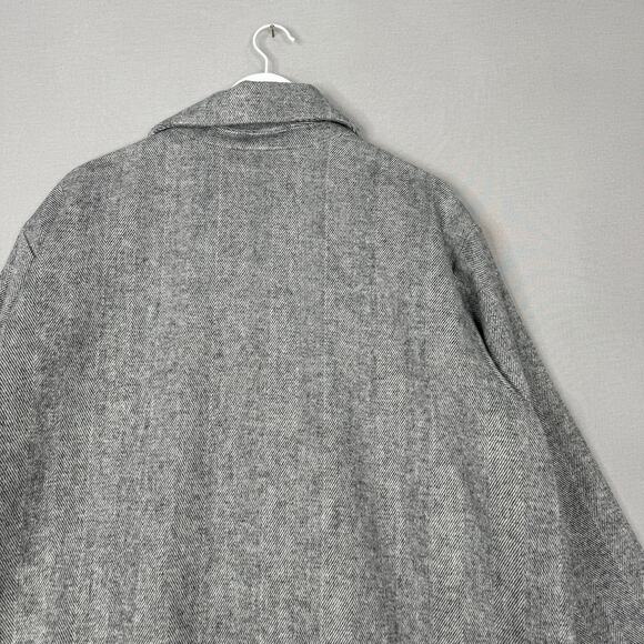 Old Navy Twill Double Breasted Coat Womens 2X Gray Long Slouchy Old Money Jacket - Picture 9 of 15